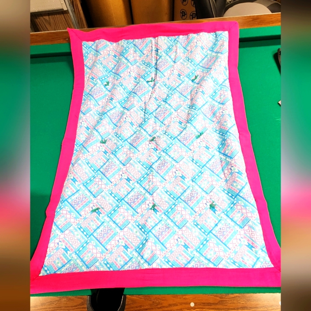 hand sewn tack and pull style baby blanket